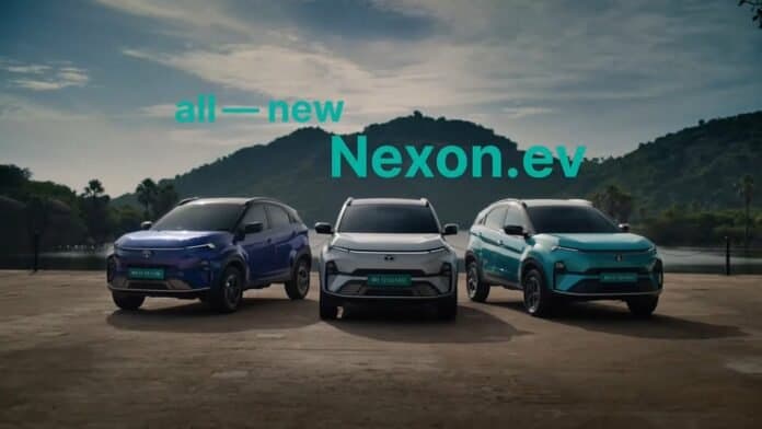 Tata Nexon.ev facelift displayed prior to the September 14 launch